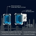 thumbnail image 2 of Gem Stone King 925 Sterling Silver London Blue Topaz Stud Earrings for Women Men (1.32 Cttw, Gemstone Birthstone, Emerald Cut 6X4MM), 2 of 6