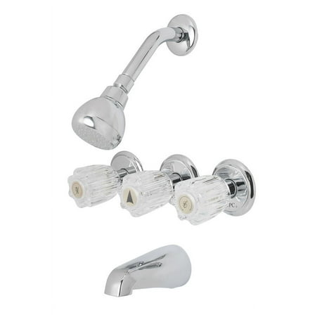 OakBrook Essentials Three Handle Tub and Shower Faucet, Chrome
