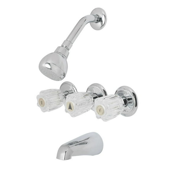 OakBrook Essentials Three Handle Tub and Shower Faucet, Chrome