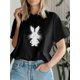 thumbnail image 1 of Women'S Easter Bunny Print T-Shirt, Casual Crew Neck,Slight Stretch, Short Sleeve Summer Top, 1 of 6