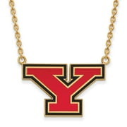 925 Sterling Silver Cable Necklace Chain Gold-plated LogoArt Youngstown State University Letter Y Large Enameled Pendant 18 inch 29 mm