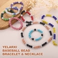 thumbnail image 4 of Uxcell Baseball Bracelet, Ice Collection Bracelets Bling Rhinestone Inspired Bead Disco Ball - Fit for (Men/Women/Players/Birthday Gift), 7.5 in & Silicone & White Blue, 4 of 7