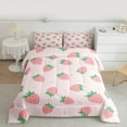 thumbnail image 3 of Feelyou Girly Pink Strawberry Bedding Comforter Set, Kawaii Stars Print Twin Comforter Sets, Teens Kids Girls Women Reversible Bedding Set, Super Cozy Room Decor, 2pcs, 3 of 9