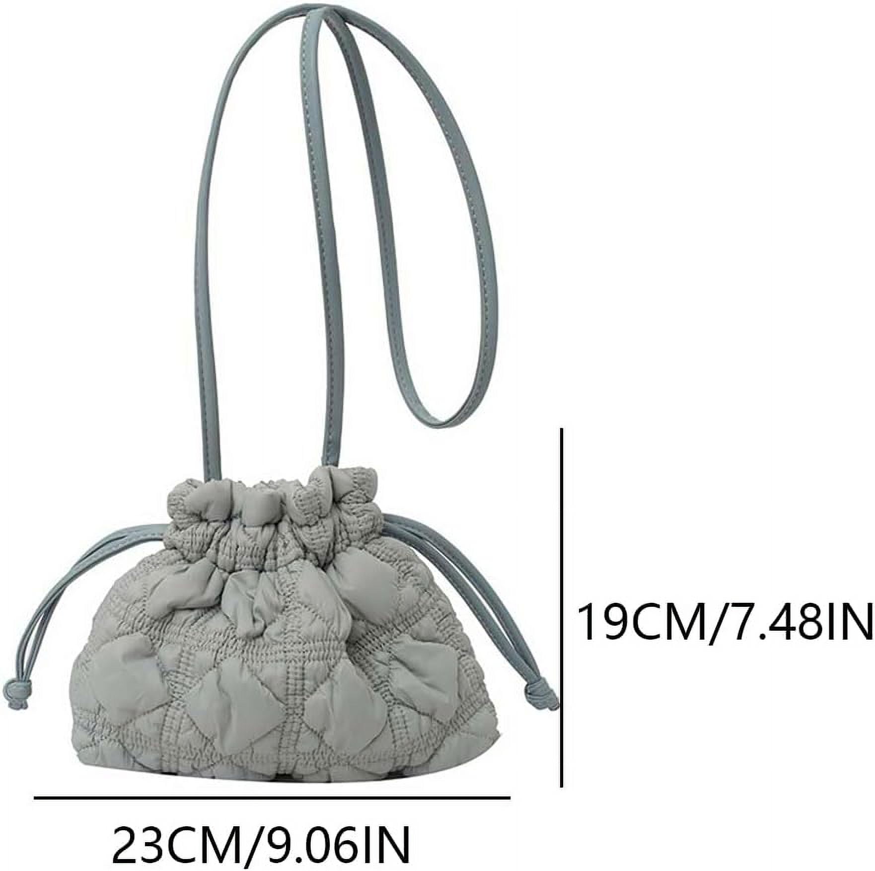 HLSOHJP Quilted Bags Mini Puffer Crossbody Bag Puffy Purse for Women Drawstring Clutch Bag Small Shoulder Purse