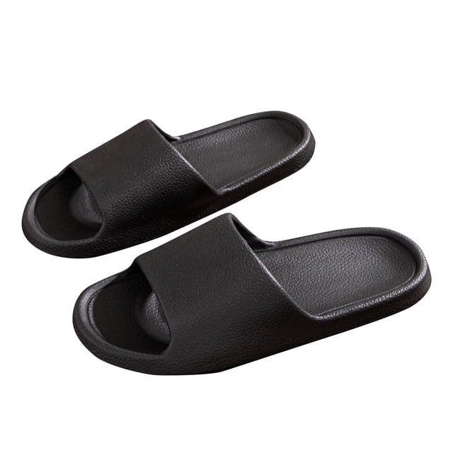 Mens and Womens Home Slippers Simplicity Solid Color Quick Drying Soft Sole Comfortable Non-Slip Indoor and Outdoor EVA Slippers Black-02