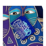 Large Indigo Blue Canvas Tote Bag With Cat Cut-Out Design