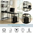 thumbnail image 2 of Home Office Computer Desk with 5 tier Open Bookshelf CPU Storage Space and Printer Stand Writing PC Table with Space Saving Design, Black, 2 of 7