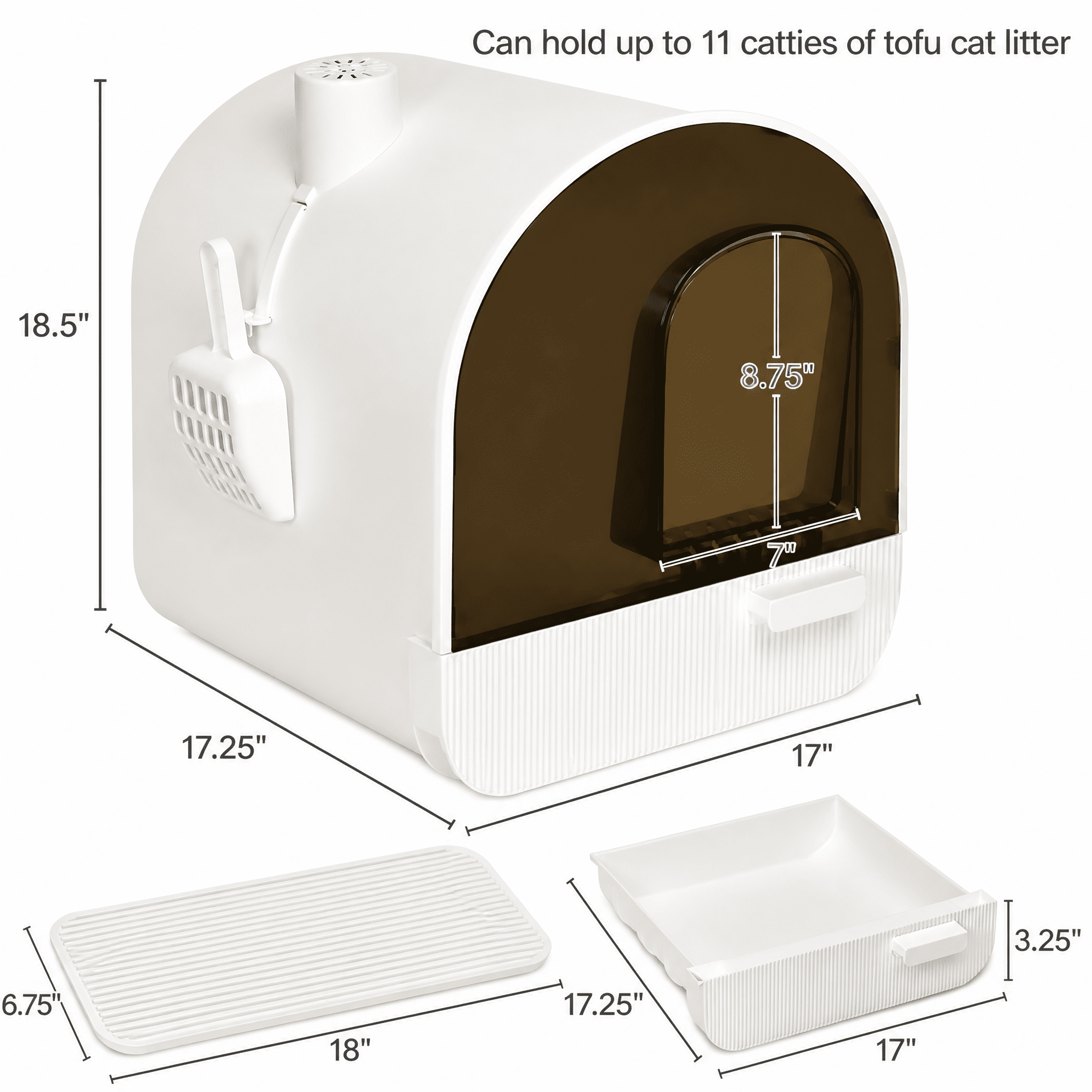 Cat Litter Box with Lid with Scoop and Filter
