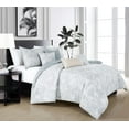 thumbnail image 2 of Chezmoi Collection Heather 7-Piece Floral Comforter Set King Size, Gray/White, Soft Jacquard Textured Lightweight Bedding for All Season (1 Comforter, 2 Pillow Shams, 4 Decorative Cushion), 2 of 9