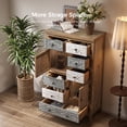 thumbnail image 5 of 27.7" Vintage Tall Storage Cabinet, Rustic Multicolor Carved Wood Cabinet with 7 Drawers & 2 Doors, Farmhouse Accent Furniture for Living Room, Dining Room, Hallway, 5 of 7