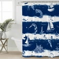 thumbnail image 5 of Nautical Boat Shower Curtain, 60" x 72", Ocean Coastal Coral Navy Gradient Striped Waterproof Bathroom Curtain Washable Shower Curtain Set with 12 Hooks, 5 of 6