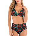 thumbnail image 4 of IDALL Bikini Sets Bathing Suit Fashionable Lady Bikini Printed Quick Drying Split Swimsuit Two Swimsuit Bathing With Chest Pad No Steel Ring High Waisted Bikini Sets Womens Swimwear Watermelon Red S, 4 of 5
