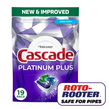 Cascade Platinum Plus Dishwasher Pods, Dishwasher Detergent Soap Tabs, Fresh, 19 Count