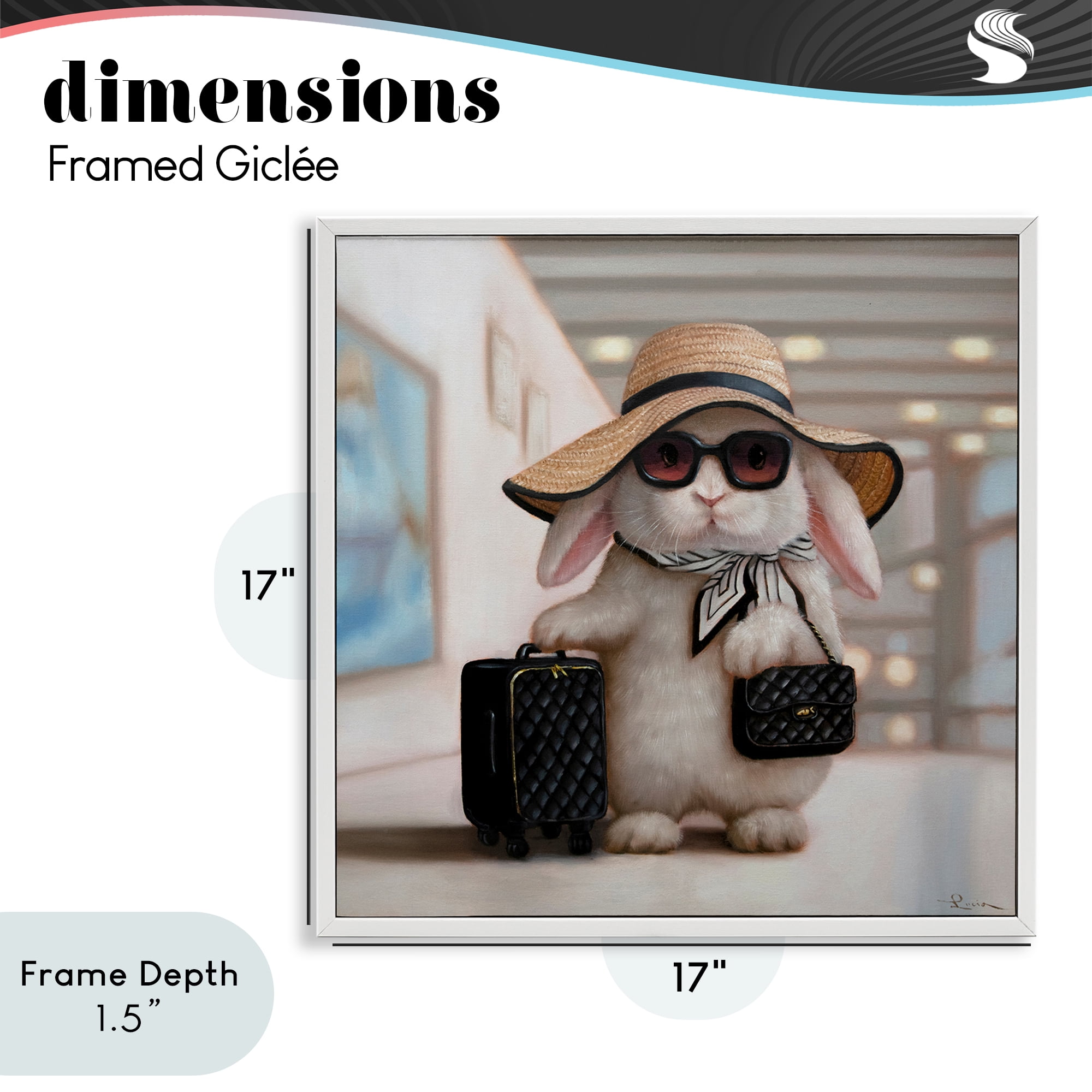 Stupell Industries Bun Voyage Traveling Rabbit White Framed Giclee Art, design by Lucia Heffernan