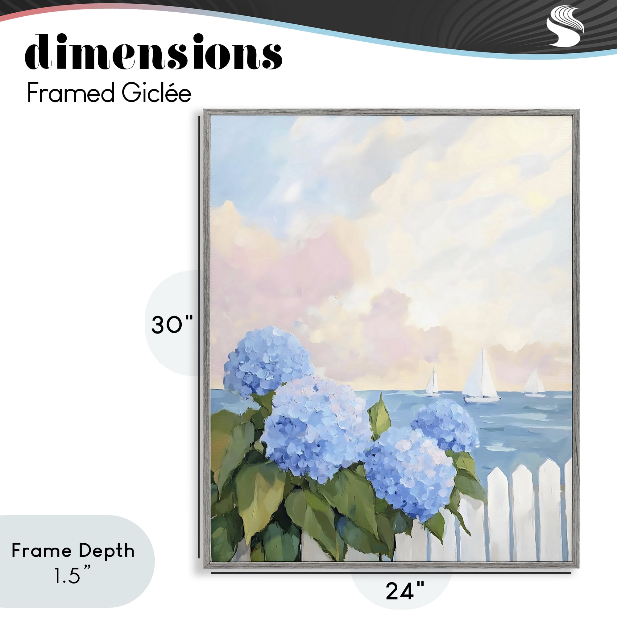 Stupell Industries Hydrangeas By The Sea Gray Framed Giclee Art, design by Creative Studio