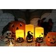 thumbnail image 4 of Paquete de 3 velas LED sin llama con temporizador 6H y pegatinas de calabaza - Decoración de fiesta de otoño - Decoración de fiesta de Halloween - 3" x 4" x 5" x 6" esquí esquí Gafas de esquí, 4 of 5