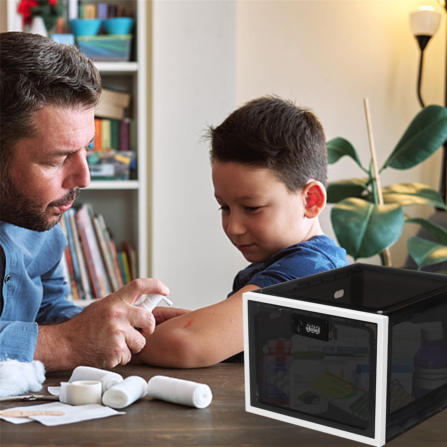 Locbbie Lockable Storage Box for Home Office, Lock Box for Medicine Safe, Cell Phone Jail Lock Box for Electronics Kitchen Food