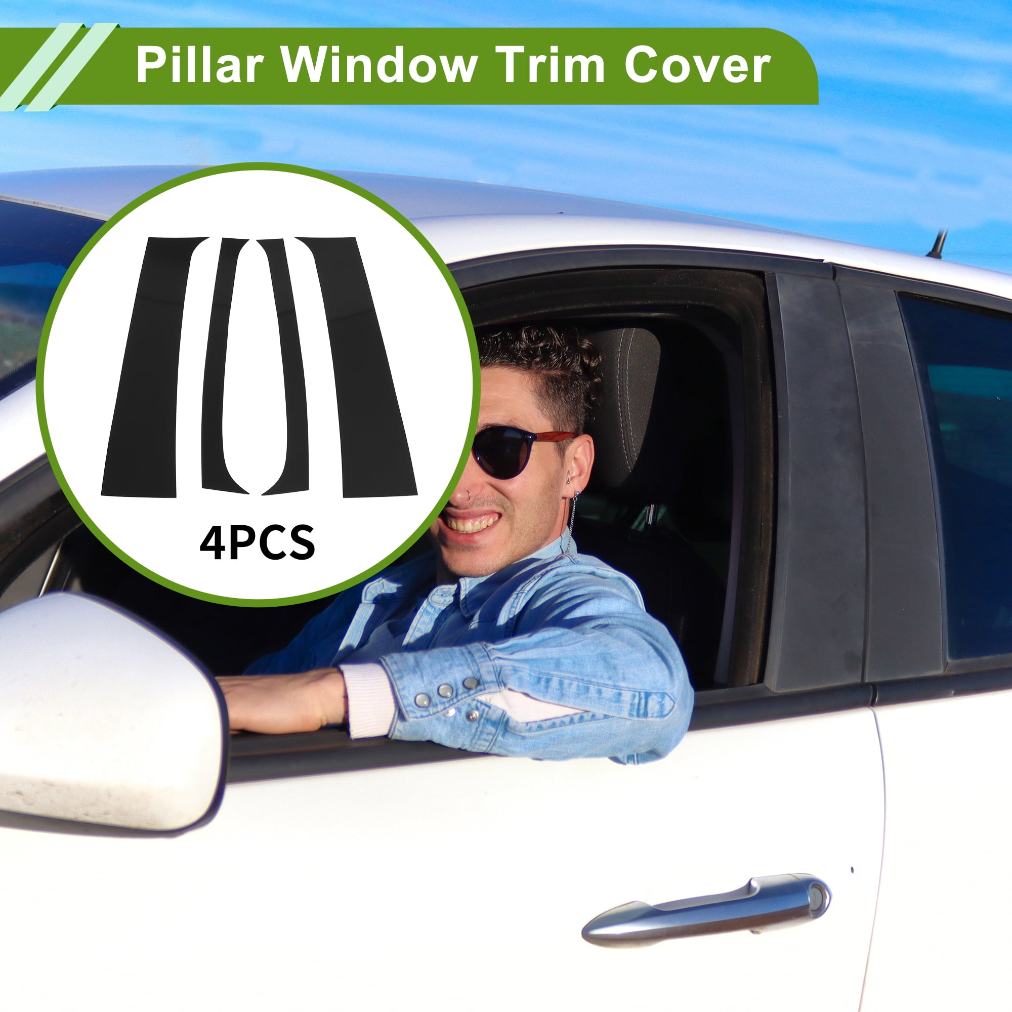 Unique Bargains 4Pcs Anti Scratch Sticker Window Trim For Dodge 1994-2001 Black