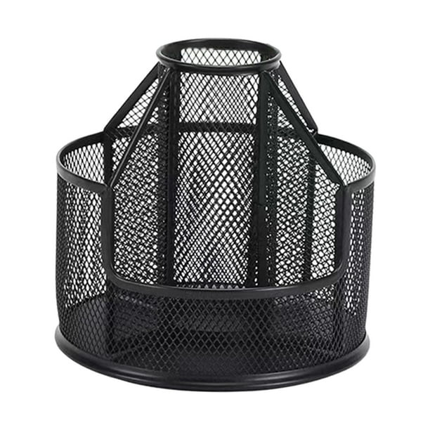 Organizador de escritorio, portalápices giratorio de 360 grados, 5 compartimentos, lápices de cejas de Metal, suministro de arte, soporte para brochas Negro perfecl Portalápiz