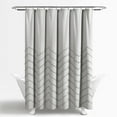 thumbnail image 3 of Lush Decor Chenille Chevron Geometric Cotton Shower Curtain, 72x72, Light Gray, Single, 3 of 11