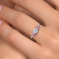 thumbnail image 4 of Gem Stone King 14K White Gold White and Pink Lab Grown Diamond 3-Stone Engagement Ring | 1.00 Cttw | Round 5MM and 4MM | Three Stone Wedding Anniversary Promise Ring for Women (Size 7), 4 of 6