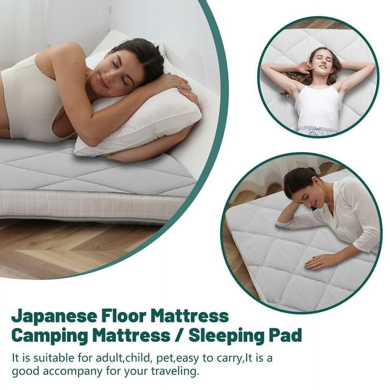 ABORON Japanese Floor Mattress Futon Mattress Twin Size, Thicken Tatami Mat Sleeping Pad Foldable Roll Up Mattress Gray