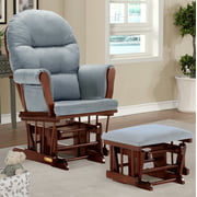 Lennox Furniture Sleigh Glider Chair and Ottoman Combo, Cherry/Light grey