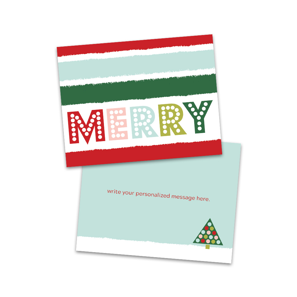 Personalized MultiColored MERRY Folded Holiday Greeting Card Walmart
