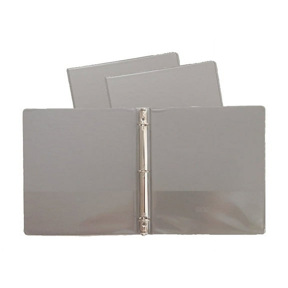 Gray Vinyl Standard 3-Ring Binders, 1-Inch, for 8.5" x 11" Sheets, with Inside Pockets, 3-Pack