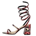thumbnail image 2 of Sugar Womens Belleza Snake Print Block Heel Strappy Sandals, 2 of 4