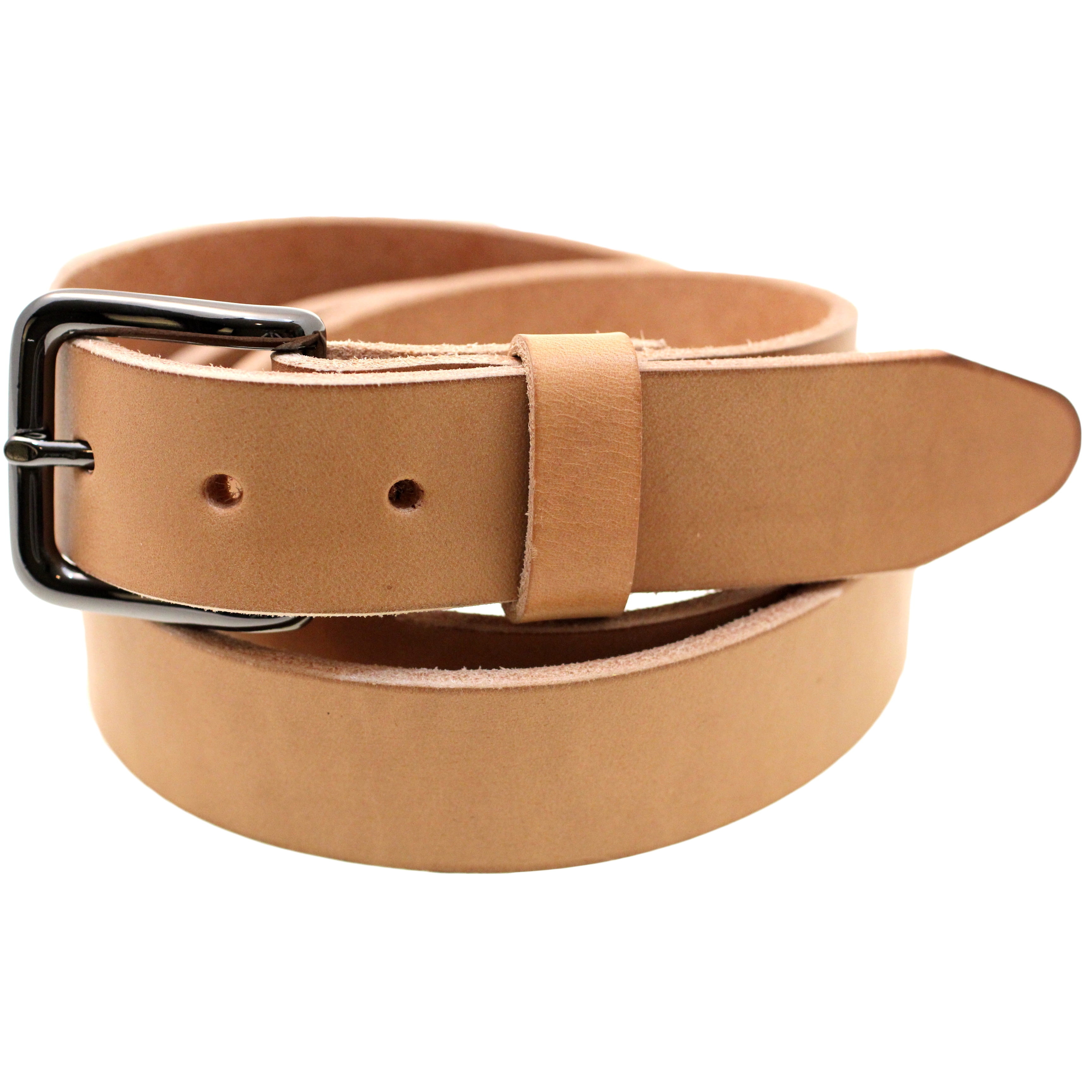 Made In USA 1 3/8 Natural Tan Harness Leather Belt Burnished Natural
