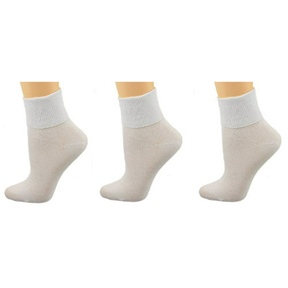 Sierra Socks - Sierra Socks Women's 3 Pair 100% Cotton Ankle Turn Cuff ...