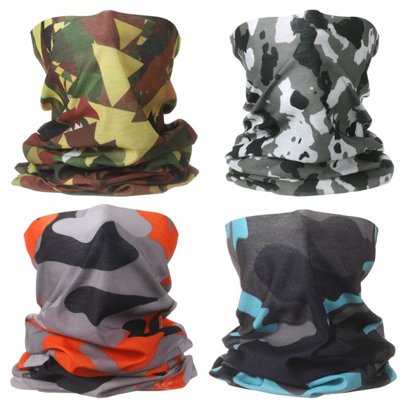 4pcs Summer Cooling Neck Gaiter Sun Protection Face Mask Fishing Neck Gaiter Sunscreen Breathable Bandana for Men Women, Camo D