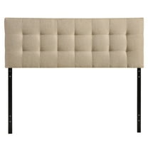 SSyao Tufted Upholstered Fabric Square Queen Size Headboard in Beige