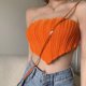 thumbnail image 1 of Txlixc - Camiseta de punto para mujer, sin tirantes, sin mangas, con dobladillo tipo pañuelo Txlixc  Sexy, 1 of 6