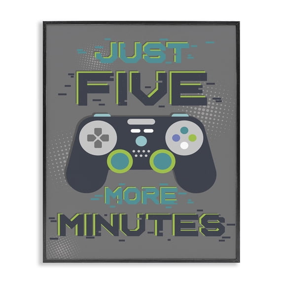 Stupell Industries Contemporary Five More Minutes Video Games Black Framed Giclee Art, 11 x 14, by Angela Nickeas