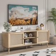thumbnail image 5 of Rattan TV Stand for Up to 70" TV, Entertainment Center with Rattan Door and Adjustable Shelf Television Stand with Storage Cabinets Boho TV Media Console Table for Living Room, 5 of 7