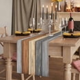 thumbnail image 2 of Farmhouse Haze Blue Brown 108 Inch Table Runner, Vintage Wooden Striped Farmhouse Dresser Scarf Cotton & Linen Tablerunner for Dining/Kitchen Island/Holiday Party Décor 13" x 108", 2 of 9