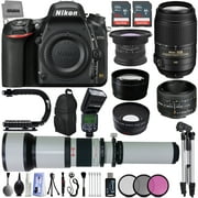 Nikon D750 24.3MP 1080P FX DSLR Camera w/ 3.2" LCD- GPS Ready- 5 Lens Kit- Nikon 50mm 1.8D- Nikon AF-S 55-300mm 4.5-5.6G VR Lens- - Opteka 650-2600mm Lens- 64GB SD- ITTL AF Flash- 24 PC Ultra Zoom Kit