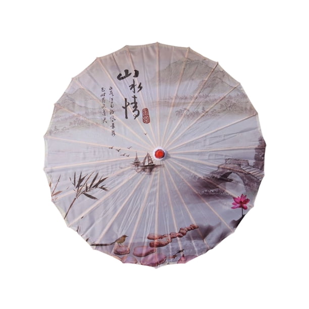 Bewildely Paraguas de tela de seda, estilo chino tradicional, papel al óleo, danza clásica femenina, sombrilla decorativa, disfraz, accesorios de Paraguas de lluvia Tipo 3 Bewildely HA073075-17