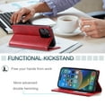 thumbnail image 5 of TECH CIRCLE Case For iPhone 14 Pro Case, Slim PU Leather Flip Folio Case Card Holders Kickstand Magnetic Shockproof Protective TPU Inner Wallet Cover for Apple iPhone 14 Pro 6.1" 2022,Red, 5 of 6