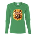 thumbnail image 2 of Lion With Sunglasses Animal Lover Womens Graphic Long Sleeve T-Shirt, Kelly, 2XL, 2 of 3