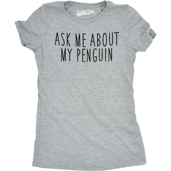Women's Ask Me About My Penguin Flip Up T Shirt Funny Penguins Costume Tee Womens Graphic Tees