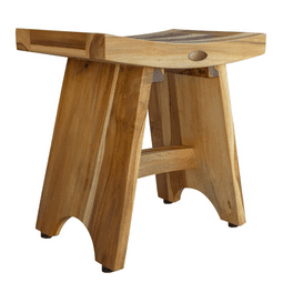 Compact Contemporary Teak Shower Stool in Brown Finish Compact Contemporary Teak Shower Stool in Brown Finish