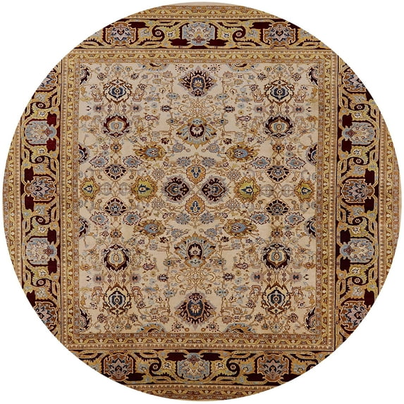 Ahgly Company Indoor Round Mid-Century Modern Brown Sand Brown Oriental Area Rugs, 4' Round