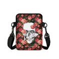 thumbnail image 2 of Eheartsgir Skull Rose Floral Print Polyester Crossbody Bags, Leakproof Zipper Pockets Cell Phone Bags for Daily Travel, 2 of 7