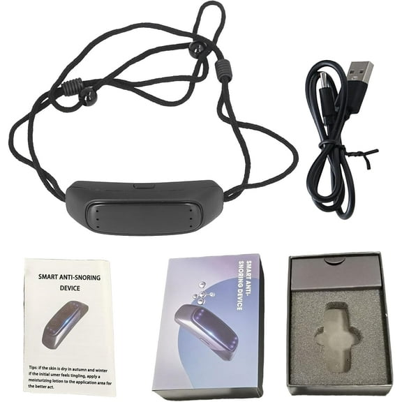 Aorsher 6-Speed Adjustable Smart Anti-Snoring Device, USB Rechargeable Laryngeal Pulse Snoring Stopper, Sleep Aid for Better Sleep Quality & Fatigue Relief, Snore Corrector for Men & Women