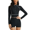 thumbnail image 4 of SWSMCLT Women's Modest Travel Rash Guard 2 Piece Swimsuit Long Sleeve Bathing Suit Swimming Spandex Surf Black 4-6, 4 of 4