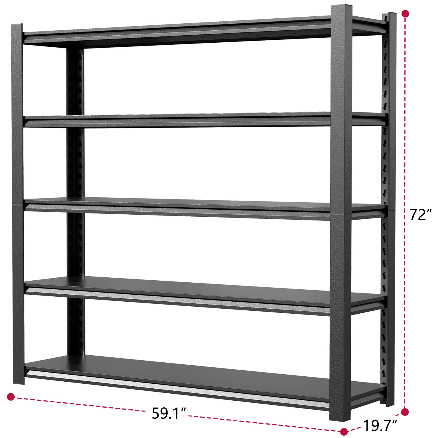 NadooLite 5 Tier Heavy Duty Steel Storage Rack,2500LBS Capacity Garage Shelving Unit,Garage Shelving,Adjustable Commercial Shelves 59"W x 20"D x 72"H