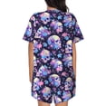 thumbnail image 4 of Womens Pajama Sets With Pocket, cool flower Skull Lounge Sets Short Sleeve Sleepwear PJ Sets for Women, 4 of 6